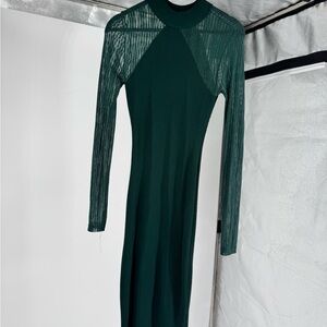 Chic Long Sleeve Forest Green Dress
